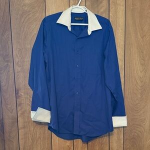 Donald J Trump Signature Collection Mens Size 16/34-35 Blue & White Dress Shirt